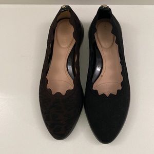 Taryn Rose BLACK DASHA Knit Scalloped Slip Ballet flat Shoes. 7.5